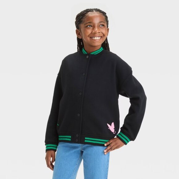 NEW Girls' Wicked Defy Gravity Bomber Jacket - Green/Black XS - Picture 3 of 8